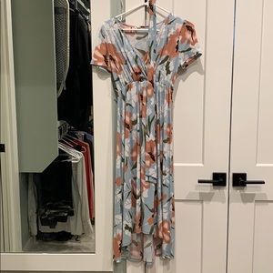 Pink Blush hi low floral maternity dress